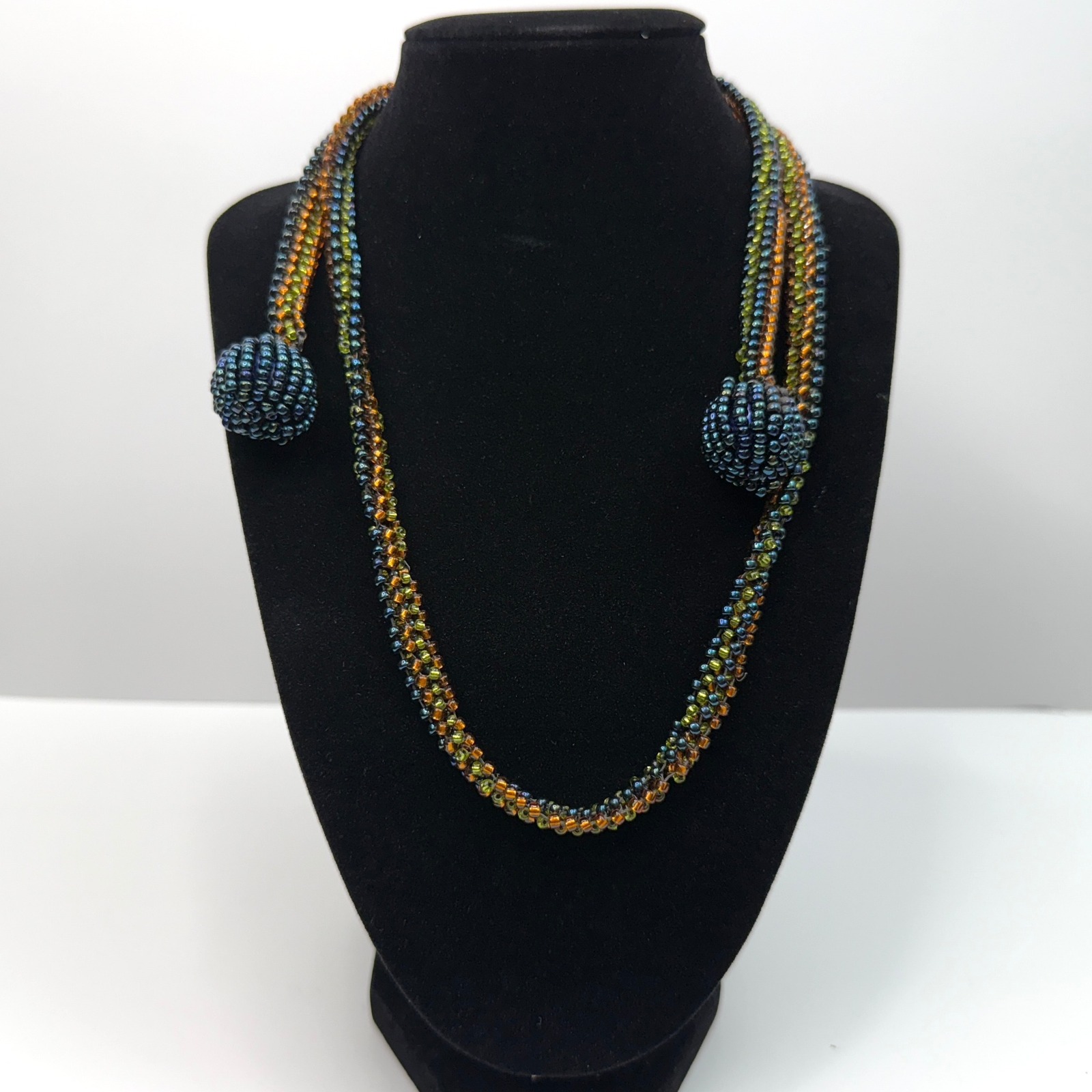 Long Lariat Beaded Rope Necklace Statement Glass Cluster Balls Jewelry 34 In L